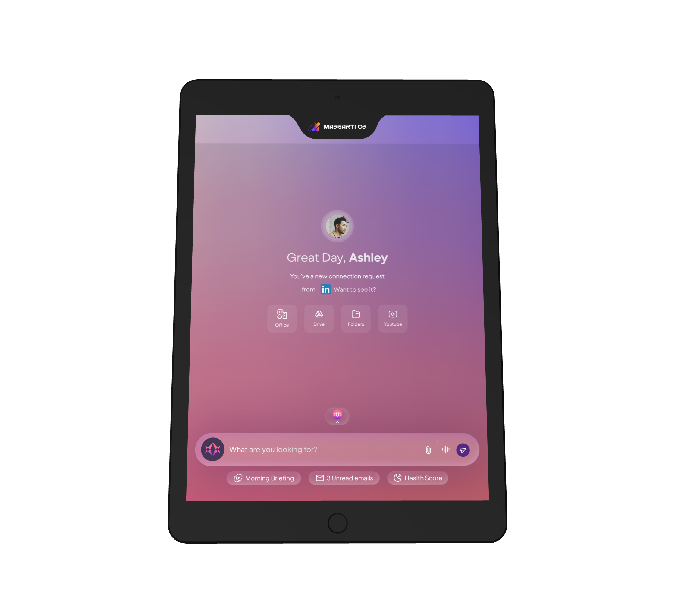 BM-303 tablet showing MASGARTI OS on the display